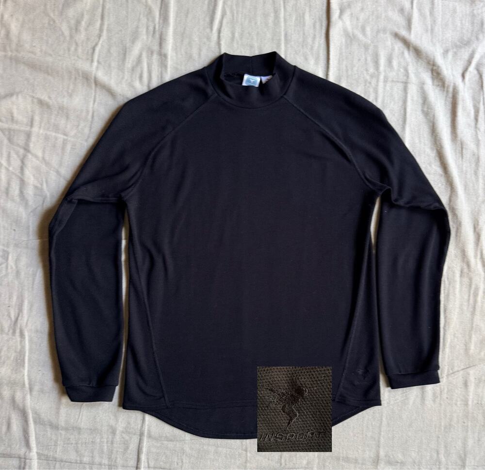 Insport Polartec Shirt Men's L Black Level 1 Base Layer Mock Neck Made in USA